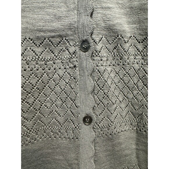 Frye Women's Pointelle Long Sleeve Button-Up Cardigan, Sea Grass Green XL New - Picture 2 of 11